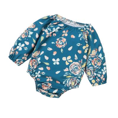 China Unisex Regular Wholesale Cotton Infant Baby Clothes Flower Print Long Sleeve Baby Rompers for sale