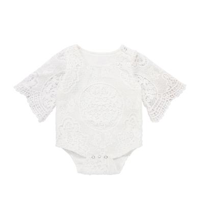 China High Quality Breathable Cotton Cotton Short Sleeve Summer Romper White Translucent Baby for sale