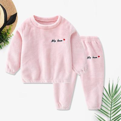 China Regular Hot Selling Amazon Coral Fleece Kids Pajamas Homewear Boys Girls Kids Autumn Winter Children Shear Pajamas Warm Flannel Sle for sale