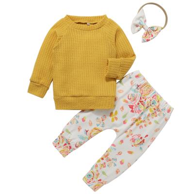 China Breathable Factory Direct Kids Fall Winter Clothes Sets Sweater Flower Long Pants Girl Children Winter Clothing Sets for sale