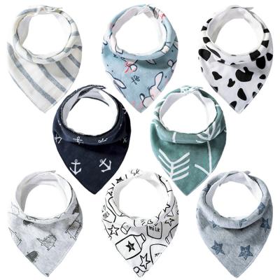 China Drooling and Teething Baby Pattern Cartoon Cotton Bandana Antibacterial Organic Drool Bibs Infant Baby Bibs for sale