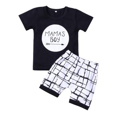 China Breathable Cool Short-sleeved Letter Top Little Boy Baby Clothing T-shirt Top Suit for sale