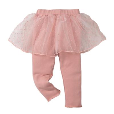 China Pretty Soft and Pretty Fairytale Design Concept Long Pants with Tulle Skirt in Spots Cotton Baby Leggings for sale