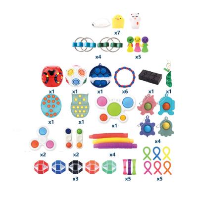 China 55pcs fidgety person toys pack 55pcs Amazon hot sale noise push fidget toy adult kids sensory fidget toy packs for sale