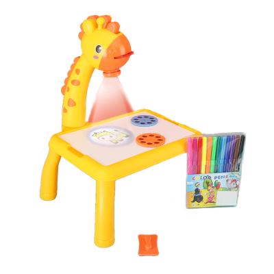 China Children drawing desk toys set toy series children's educational projection drawing Toy Set Writing Desk Mini, yellow giraffe for sale