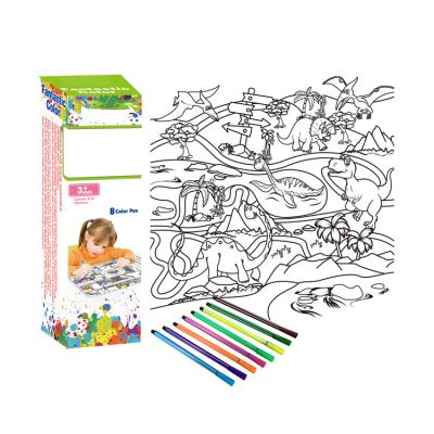 China Cheap 8 Colors Paper Parks Dinosaur Doodle Drawing Mat Kids Educational Toy Drawing Toys for sale