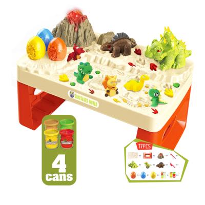 China Dinosaur Toy Playdough Set With Play Clay Table Music Light Function Playdough Table Set for sale