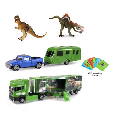 China Diecast Car Toy Dinosaurs Container Truck Trailer Diecast Car Toy Vehicles Kids Diecast Toys for sale