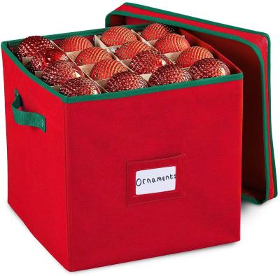 China Enze Nonwoven Sustainable Durable With Removable Lid Ornaments And Christmas Deco Christmas Ornament Storage Box for sale