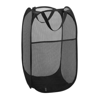 China Black 2 Sustainable Packswith Portable Durable Handle Collapsible For Storage Collapsible Auto Laundry Bags Mesh Pop Up Laundry Basket for sale