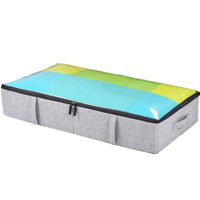 China Enze Chunky Zippers Linen Woven Underbed Storage Box Viable Organizer Toy Storage Bag for sale