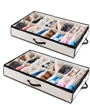 China Sustainable Enze Set Of 2 Underbed Under Bed Shoe Organizer Fits 12 Pairs Made With Sturdy, Breathable Materials for sale