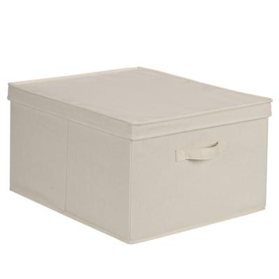 China Enze Viable Beige Nonwoven Fabric Toy Organizer Toy Storage Box Foldable Stackable Toy Chest for sale