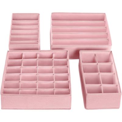 China Folding ENZe 4 Pack Collapsible Fabric Dresser Cabinet Drawer Dividers Containers Cloth Storage Box for sale