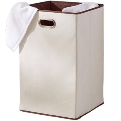 China Enze Sustainable Household Use Customized Beige Sturdy Collapsible Laundry Basket Storage Laundry Hamper Basket for sale