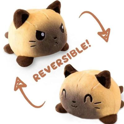 China Custom Made Eco-Friendly Handmade Toys Reversible Double Side Flip Plush Cat Dolls Soft Stuffed Animals Toy for sale