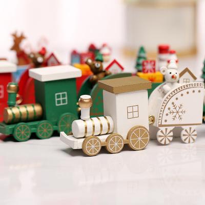 China Wooden Christmas Toy Train Village Wooden Train Set Home Decoration Gift Ornament for sale