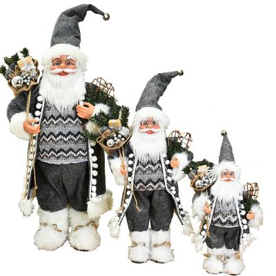 China Santa Claus Gray Doll Indoor Christmas Ornaments Plush Figure Plush Toy for sale