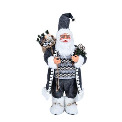 China Plush Newcomer Christmas Santa Claus Ornaments Gray Old Man Doll Christmas Figure Plush Toy for sale