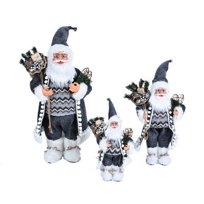 China Stuffed Christmas Santa Claus Ornaments Gray Old Man Doll Christmas Handwork Plush Toy for sale