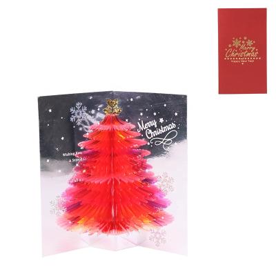 China Europe Creative 3d Christmas Tree Paper Pop Up Greeting Card Gift Voucher With Custom Logo for sale