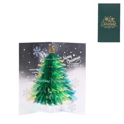 China Europe 2022 New Design Luxury Christmas Gift 3d Laser Cut Pop Up Christmas Tree Greeting Cards for sale