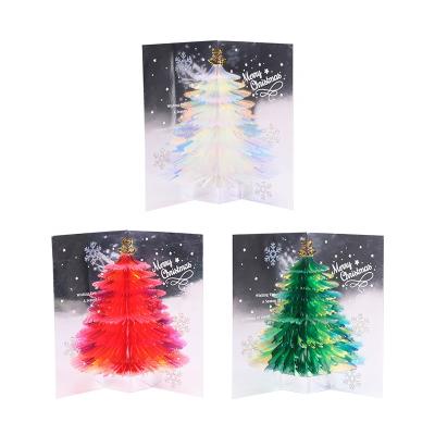 China Europe 2022 New Design Handmade Custom Paper Glitter 3d Pop Christmas Tree Christmas Cards for sale