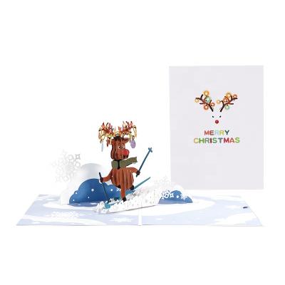 China Viet Nam Wholesale New Design Laser Cut 3d Christmas Sound Greeting Cards For Christmas Holidays for sale