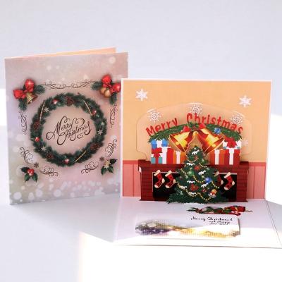 China Viet Nam Top Quality Material Paper Craft Laser Cut Environmentally Friendly Christmas Greeting Card for sale