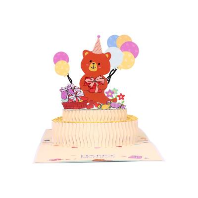 China From Viet Nam Wholesale Handmade 3D Pop Bear Happy Birthday Greeting Cards With Envelopes for sale