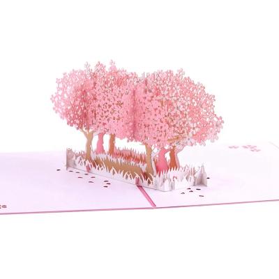 China Handmade Creative Viet Nam Wholesale Cherry Trees Greeting Card Valentine's Day Pop Up Card for sale