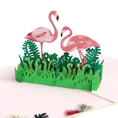 China Viet Nam Wholesale 3d laser cutting flamingos pop up greeting cards for Valentine's Day for sale