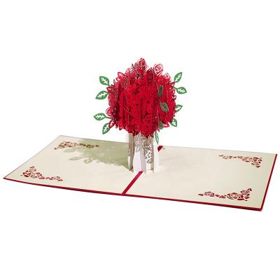 China Viet Nam Wholesale Valentine's Day Paper Craft Laser Cutting Rose Noise Greeting Cards for sale