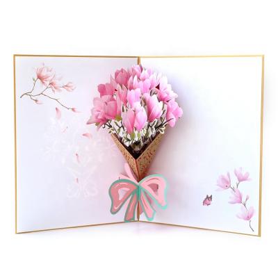 China Viet Nam Wholesale Magnolia Blossom Handmade Greeting Gift Pop Up Cards for sale