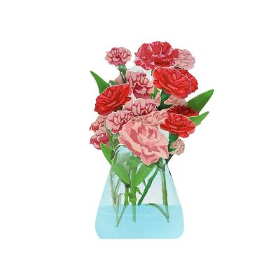 China Wholesale Viet Nam Carnation 3D Flower Folding Central Statistical Institute of South Korea Style Handmade Ornaments Blessing Gift Cards for sale