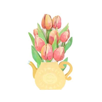 China Viet Nam Wholesale 3D Tulip Flowers Greeting Card Online Celebrity Birthday Wishes Creative Handmade Cards for sale