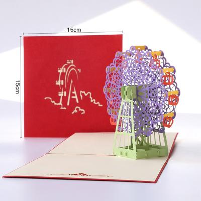 China Viet Nam Wholesale Handmade Laser Cutting Happy Birthday 3d Invitation Building Greeting Cards for sale