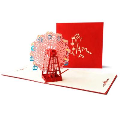 China Viet Nam Wholesale Ferris Wheel Handmade Paper Laser Cut Gift Pop Up Greeting Card for sale