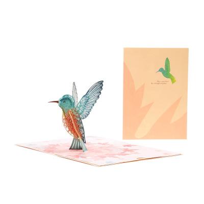 China Wholesale Europe Maple Leaf Bird Paper Laser Cutting Handmade 3D Gift Birthday Greeting Card for sale