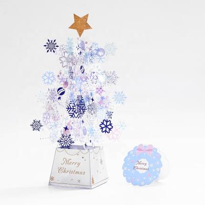 China Wholesale Europe Crystal Christmas Tree Ornaments Gift 3d Sound Greeting Card for sale