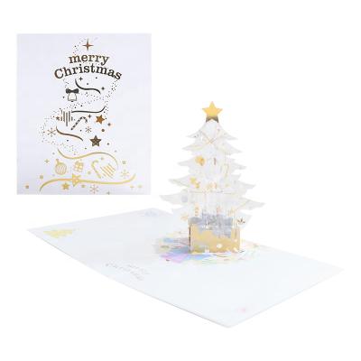 China Wholesale Creative Europe Greeting Card Crystal Christmas Tree Gift Pop Card for sale