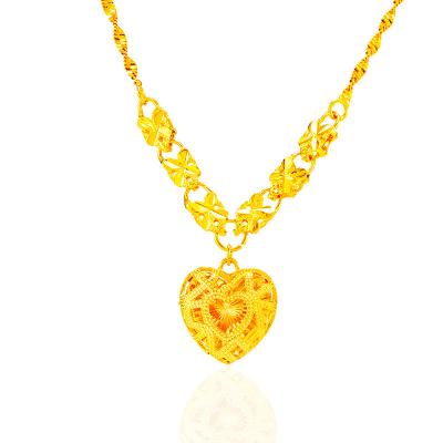 China Environmental Friendly Classic Style 24K Gold Plated Brass Flower Pendant Necklace For Women for sale