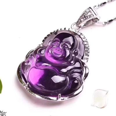 China Wholesale Cute Women's Jade Necklace Maitreya Buddha Pendant Big Amethyst Belly Buddha Pendant Jewelry For Women for sale