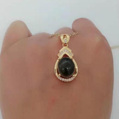 China New fashion jade jewelry stainless steel water droplet discoloration CLASSIC black thermal jade shape pendant necklace for sale