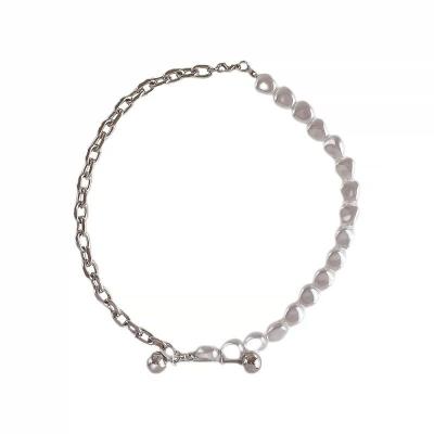 China CLASSIC Sweet Style Choker Clavicle Chain Stainless Steel Pearl Spliced ​​Necklace Women for sale