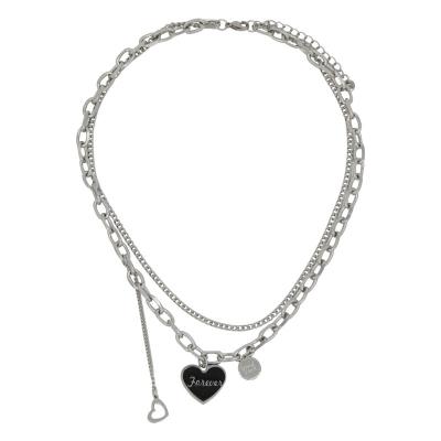 China 2021 New Fashion Hip Hop Simple Stainless Steel Charm Necklace CLASSIC Heart Pendant Necklace For Women for sale