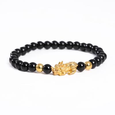 China CLASSIC Bring Wealth Good Luck Black Obsidian Bracelets Jewelry Buddha Beads Men Pixiu Feng Shui Bracelet for sale