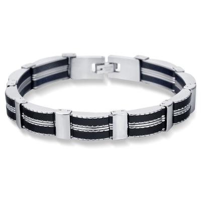 China CLASSIC manufacturers sell simple men's jewelry stainless steel silicone bracelet directly for men for sale