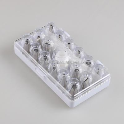 China Sustainable 28pcs Stainless Steel Cake Decorating Set for Baking Tools with Plastic Storage Box for sale