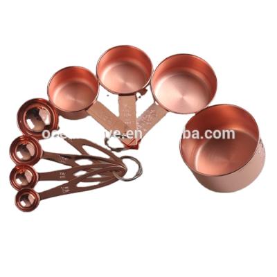 China Wholesale 8pc Stainless Steel Sustainable Measuring Cup With Copper Plated for sale